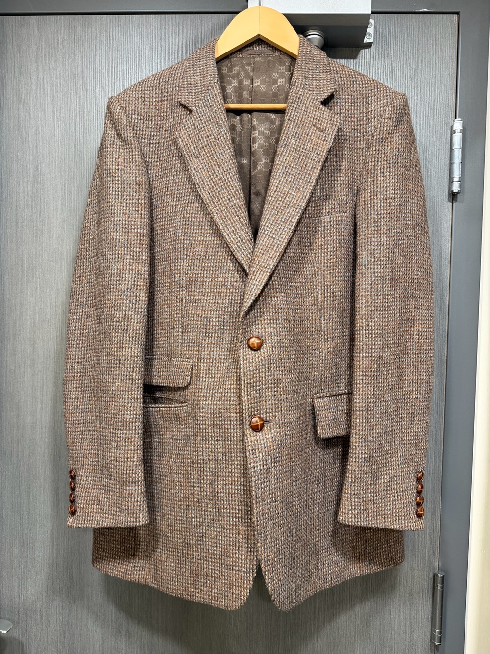 Eaton Harris Tweed Wool Blazer Brown Men 38R